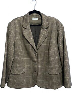 Laura Plus Size Plaid Blazer with Piping Detail - Size 22